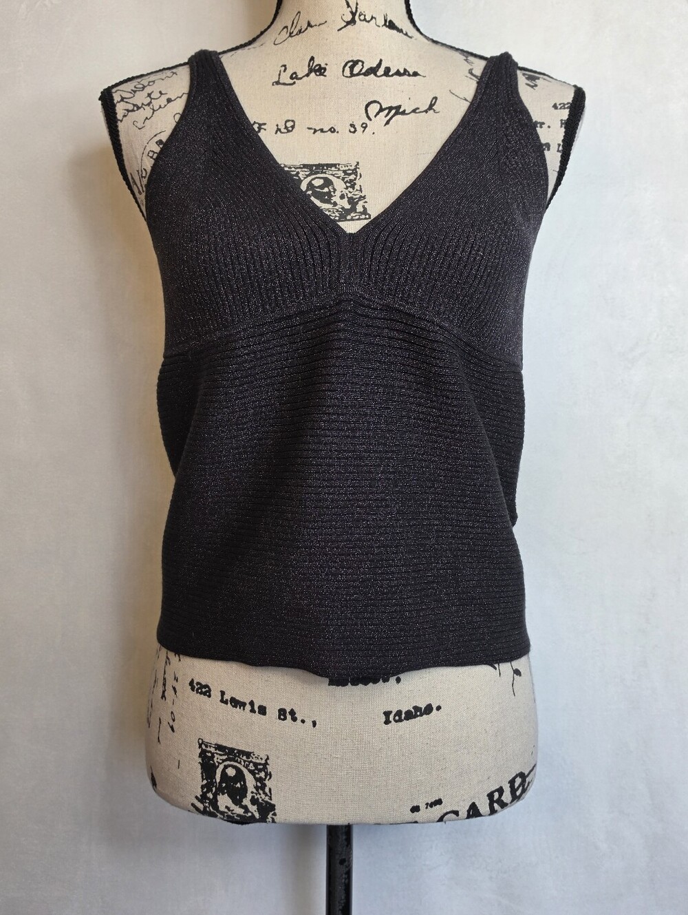 Banana Republic Metallic Ribbed V-Neck Knit Tank Top Sz L